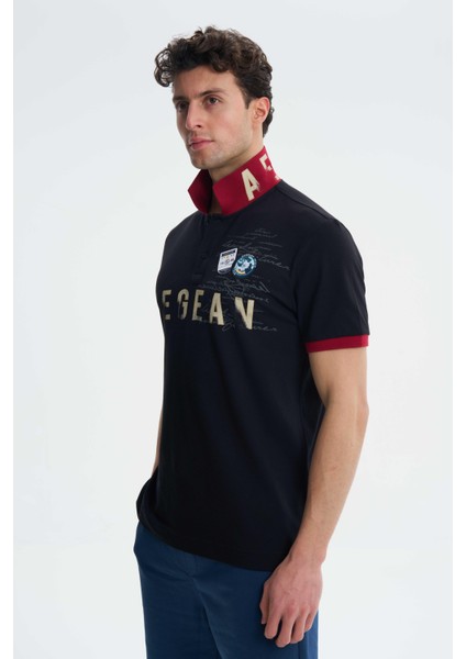 Erkek Regular Fit Likralı Pike Polo Yaka Tişört Y27374308601