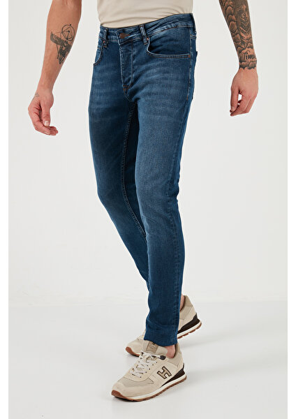 Pamuklu Normal Bel Slim Fit Dar Paça Jeans Erkek Kot Pantolon 1122J107NAPOLI