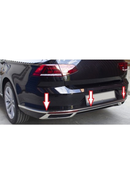 Vw Passat B8.5 2019 Sd Krom Arka Tampon Çıtası 3 Prç. Paslanmaz Çelik