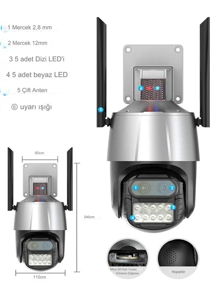 8x Dijital Zoomlu 4K Ful Hd Su Geçirmez Dış Mekan Güvenlik Kamerası CMR45 fiyatları
