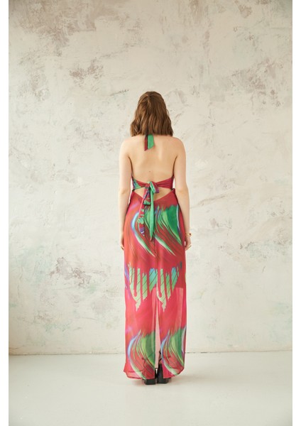 Boyundan Bağlamalı Toka Detaylı Astarlı Tül Elbise fırsatları