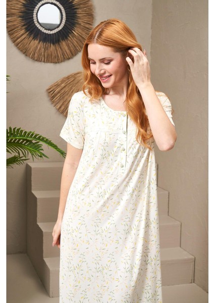 25105 Kadın Yuvarlak Yaka Kısa Kollu Uzun Gecelik indirimleri