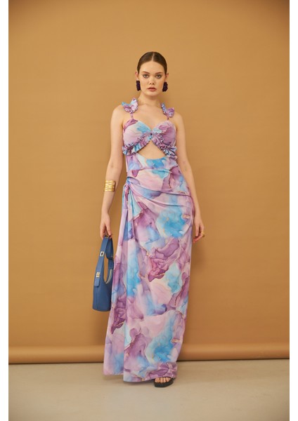 Büstiyer Elbise Omuz Sırt Dekolte Pile Bağlama Detaylı fırsatları