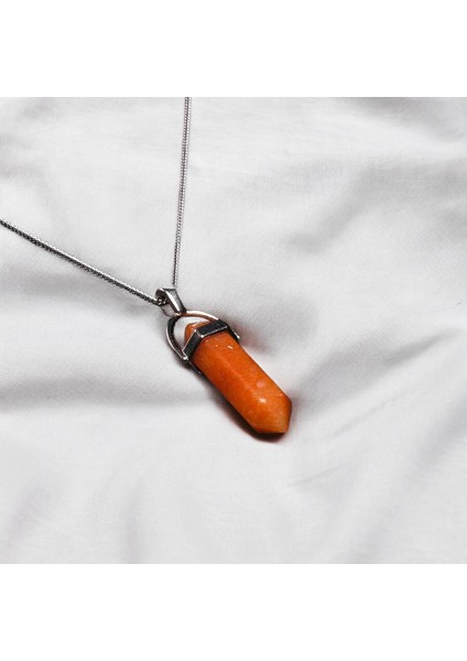 Kalem Kesim Turuncu Aventurin Taşı Kolye fiyatları