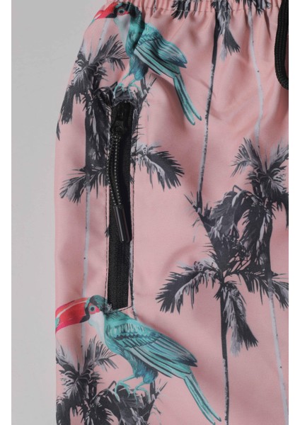 Erkek Çocuk Önden Bağlamalı Flamingo Baskı Şort