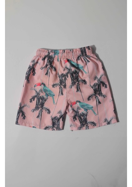 Erkek Çocuk Önden Bağlamalı Flamingo Baskı Şort