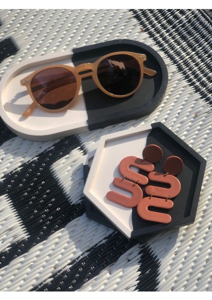 2'li Set Beton Altlık, Düzenleyici - Oval Tepsi, Altıgen Altlık