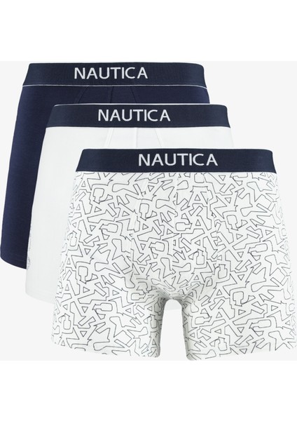 Nautıca Erkek Beyaz Desenli 3'lü Boxer X45001T.1BW