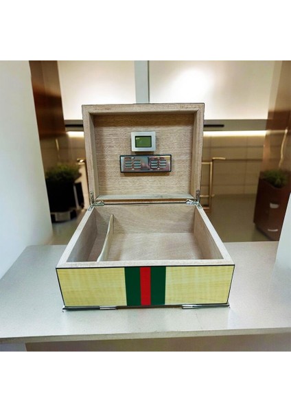 Gucc Italy Humidor Puro Kutusu Yeşil/kırmızı Akçaağaç 40's modelleri