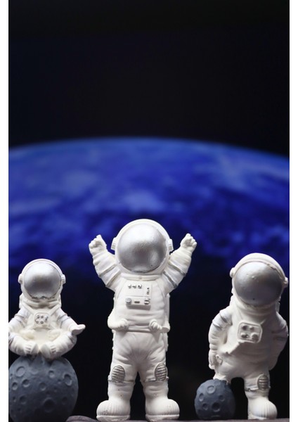 Astronot 3'lü Set Biblo Dekorasyon-El Yapımı-Masa Boy