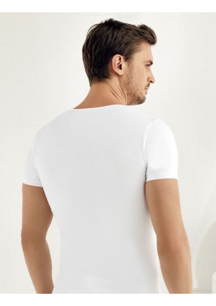 Beyaz Likralı Derin V Yaka Body Atlet fiyatları