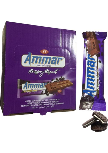 Bisküvi Parçacıklı Kakaolu Ammar Çikolata 24 Adet x 50 gr