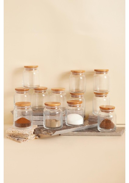 Bambu Kapaklı Cam Kavanoz 6 Adet 200 ml indirimleri