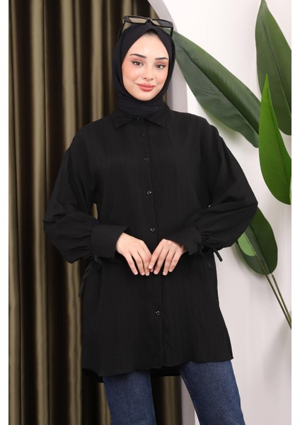 Siyah Kol Detaylı Tunik
