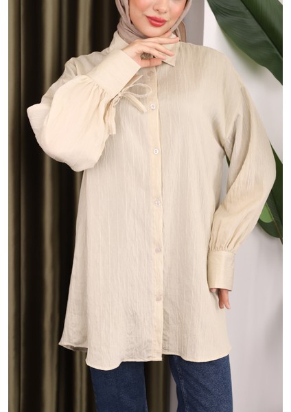 Bej Kol Detaylı Tunik modelleri