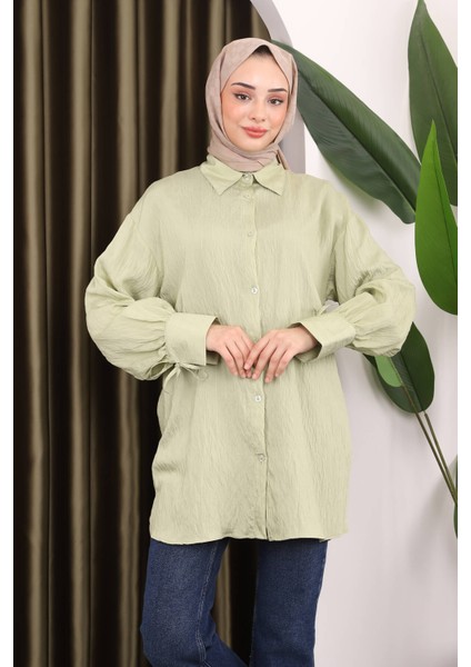 Mint Kol Detaylı Tunik
