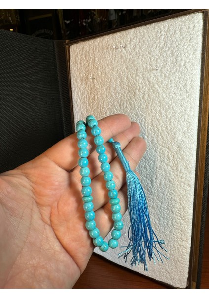 Firuze Taşı Tesbih 8 mm Küre Kesim Turkuaz Renk T-245