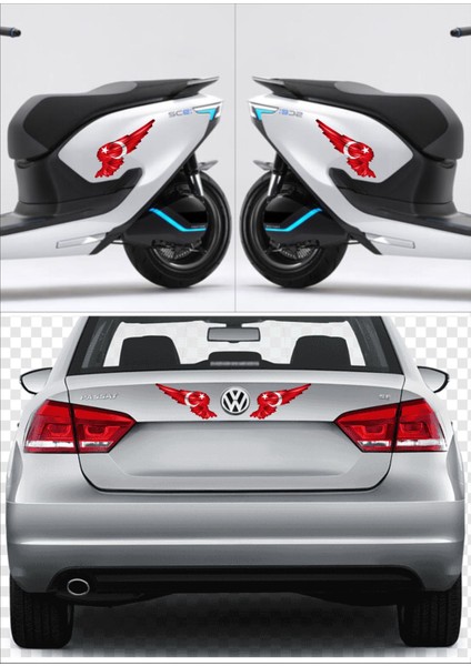 Kanatlı Türk Bayrağı Sticker 00002 fiyatları