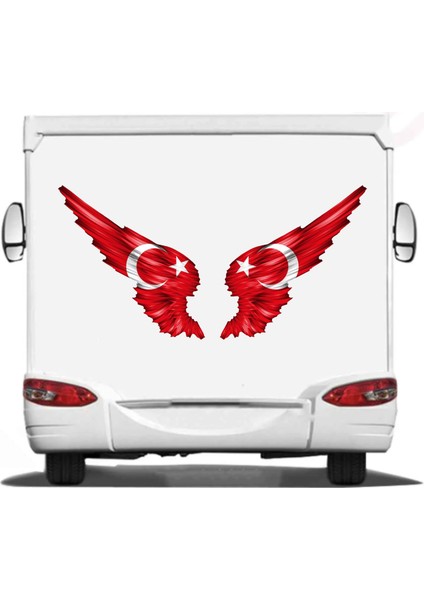 Kanatlı Türk Bayrağı Sticker 00002 modelleri
