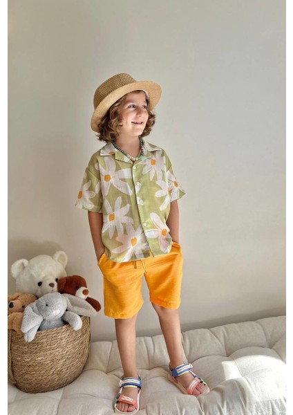 Yigit Butik Çiçek Desenli Gömlek Şortlu Erkek Çocuk fiyatları