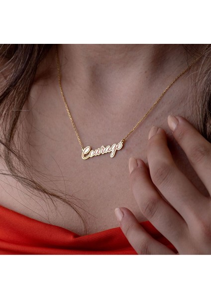 Vianto Jewellery Özelleştirilebilir 925 Ayar Gümüş 'courage' Kolye - Cesur ve Şık Tasarım