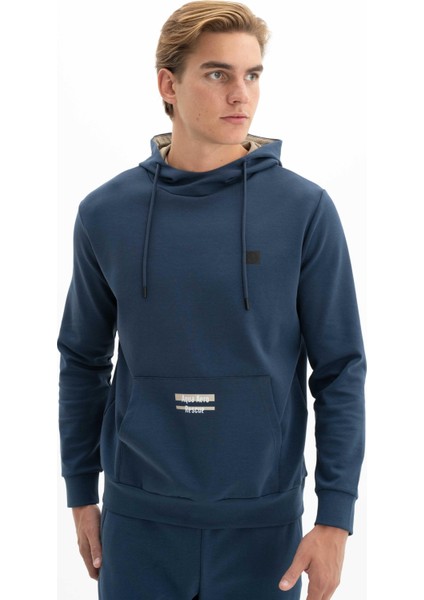 Erkek Slim Fit Likralı Kanguru Cepli Kapşonlu Sweatshirt K26254987701 modelleri
