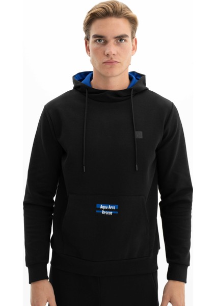 Erkek Slim Fit Likralı Kanguru Cepli Kapşonlu Sweatshirt K26254987701