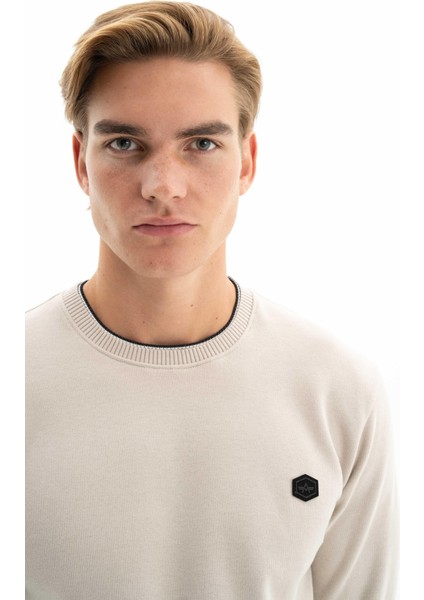 Erkek Basic Regular Fit Selanik Kumaş Bisiklet Yaka Sweatshirt K26124699601