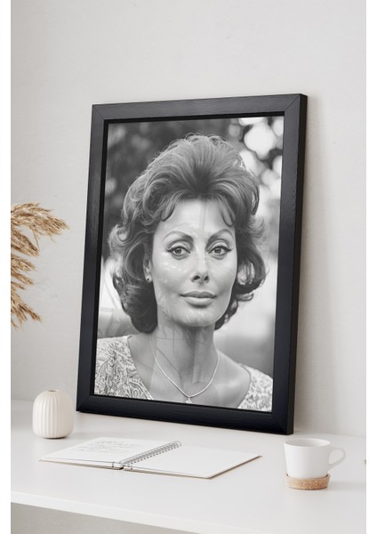 Sophia Loren/ikonik Fotoğraflar Ünlüler/ Ahşap Çerçeveli Poster/çerçeve Rengi:naturel