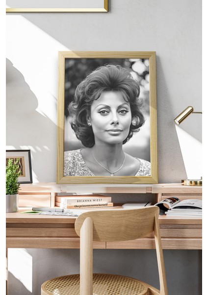 Sophia Loren/ikonik Fotoğraflar Ünlüler/ Ahşap Çerçeveli Poster/çerçeve Rengi:naturel