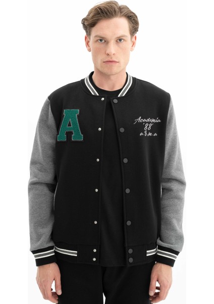 Erkek Şık Tarz Cepli Regular Fit Düğme Kapamalı Kolej Mont Sweatshirt K26264650001