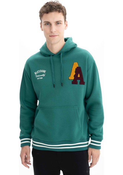 Erkek Relax Fit 3 İplik Kapşonlu Kanguru Cepli Sweatshirt K26254625601 fırsatları