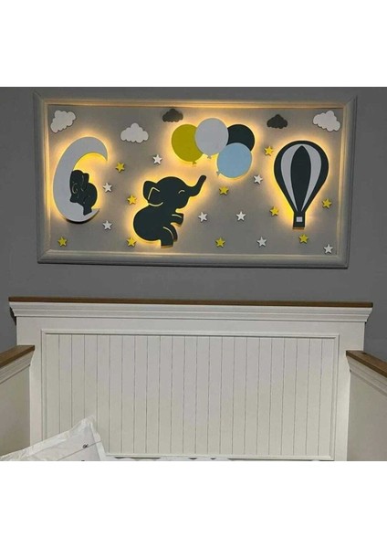 Ahşap Dekoratif 4'lü Gece Lambası Ledli Aydınlatma