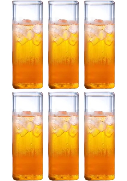Yeni Stil Kare Cam Latte,kahve,meşrubat,smoothie Bardağı 450 ml 6 Adet