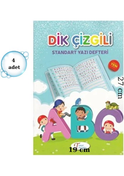 Büyük Boy Standart Dik Çizgili Güzel Yazı Defteri 1.cni Sınıflar Için 4 Adet 48 Sayfa