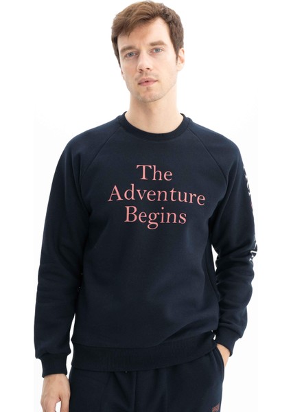 Erkek Yazı Baskılı Regular Fit Bisiklet Yaka Sweatshirt K26124600001 modelleri