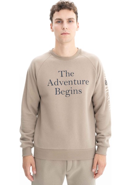 Erkek Yazı Baskılı Regular Fit Bisiklet Yaka Sweatshirt K26124600001