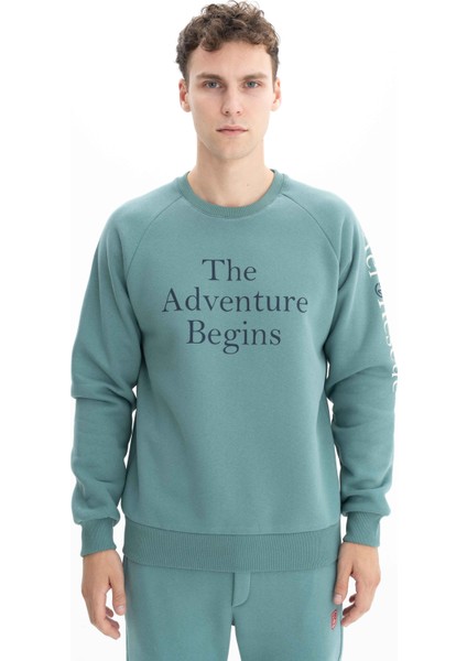 Erkek Yazı Baskılı Regular Fit Bisiklet Yaka Sweatshirt K26124600001