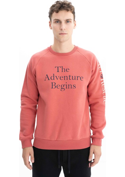 Erkek Yazı Baskılı Regular Fit Bisiklet Yaka Sweatshirt K26124600001