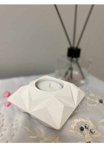 Geometrik Dekoratif Beton Mumluk Hediyelik Eşya Tealight Mumluk