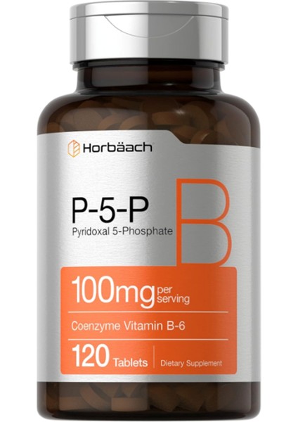 Horbäach P-5-P Activated Vitamin B6 100MG | 120 Tablets | Vegetarian Supplement Non-Gmo Gluten Free | Pyridoxal 5 Phosphate | Coenzyme B6 made In Usa