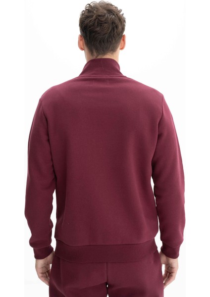 Erkek Büyük Beden Yarım Fermuar Basic Dik Yaka Sweatshirt K26544801201