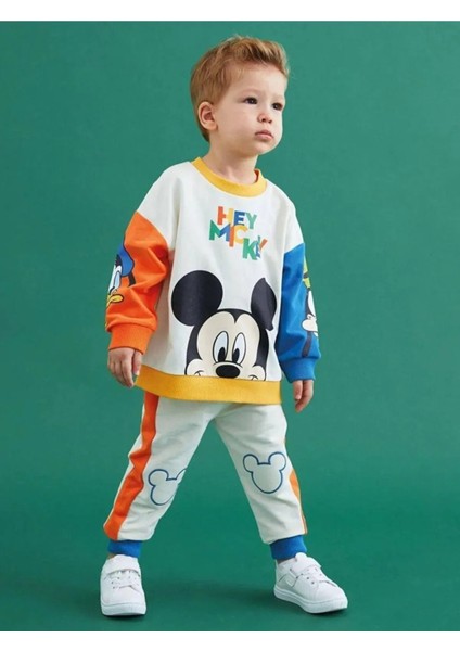 Erkek Çocuk Mickey Mouse Eşofman Takımı Baharlık 2245( 1 Beden Büyük Alınız)-Beyaz fiyatları