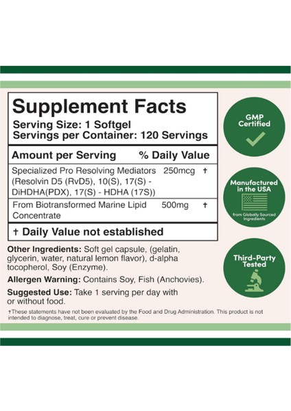 SPM (Pro Resolving Mediators) 500MG 120 Softgels Made In Usa fiyatları