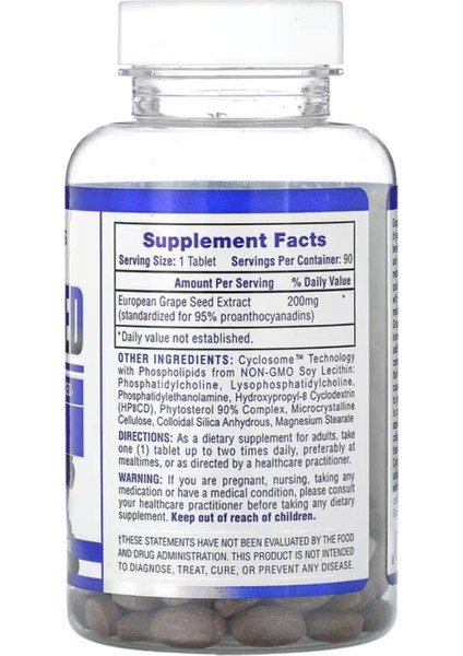 Hi Tech Pharmaceuticals Grape Seed 200 Mg 90 Tablets Usa Menşei fiyatları