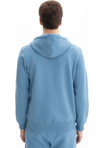 Erkek Basic Büyük Beden 3 İplik Şardonlu Tam Fermuar Cepli Kapüşonlu Sweatshirt K26324801101