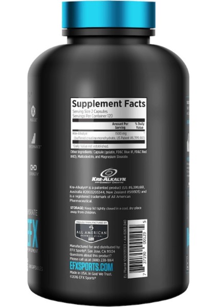 Kre-Alkalyn Ph-Correct Creatine U s patent 260 Kapsul (130 Servis)