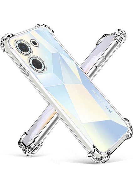 Tecno Camon 20 Kapak Kamera Korumalı Airbag Antishock Köşe Korumalı Şeffaf Silikon Kılıf