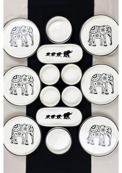 Dfn Life Elephants 14 Parça 6 Kişilik Handmade Kahvaltı Takımı