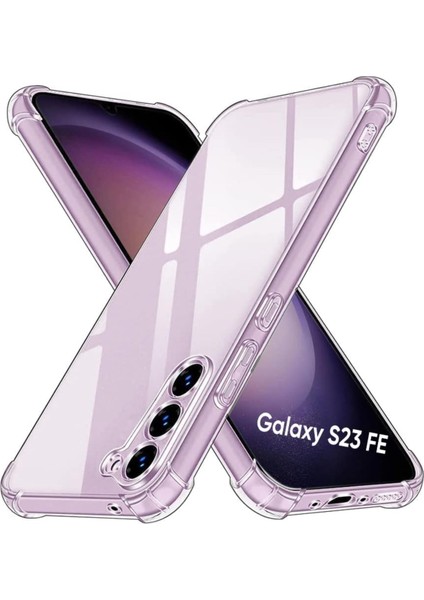 Samsung Galaxy S23 Fe Kapak Kamera Korumalı Airbag Antishock Köşe Korumalı Şeffaf Silikon Kılıf